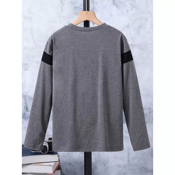 Floerns Boy's Colorblock Long Sleeve Crewneck Casual Tee Shirt