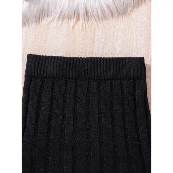 Floerns Girl's 2 Piece Outfit Cable Knit Sweaters Pullover with Skirt Set