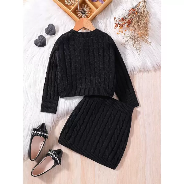 Floerns Girl's 2 Piece Outfit Cable Knit Sweaters Pullover with Skirt Set