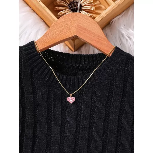 Floerns Girl's 2 Piece Outfit Cable Knit Sweaters Pullover with Skirt Set