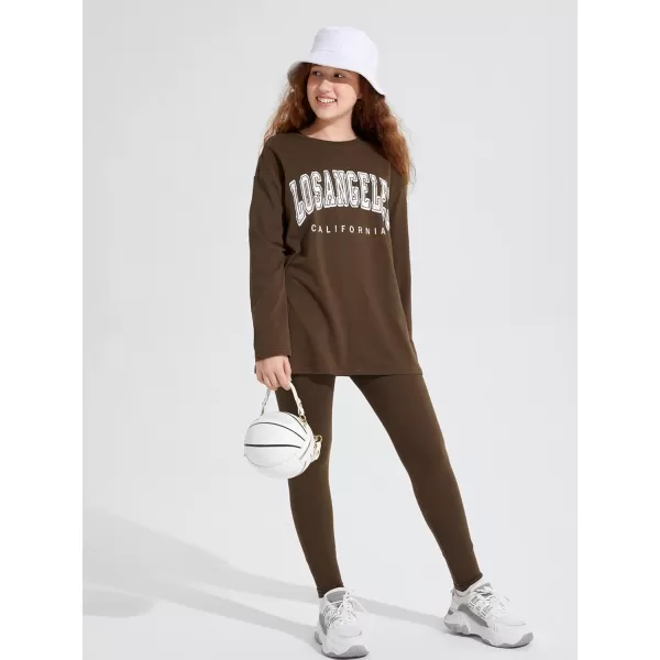 Floerns Girl's 2 Piece Outfit Letter Print Sweatshirt Top and Legging Pants Set