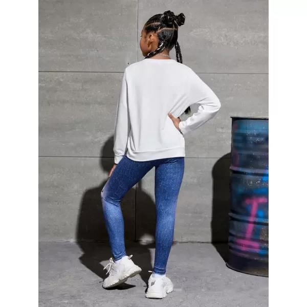 Floerns Girl's 2 Piece Outfit Long Sleeve Sweatshirt with Denim Pants Set
