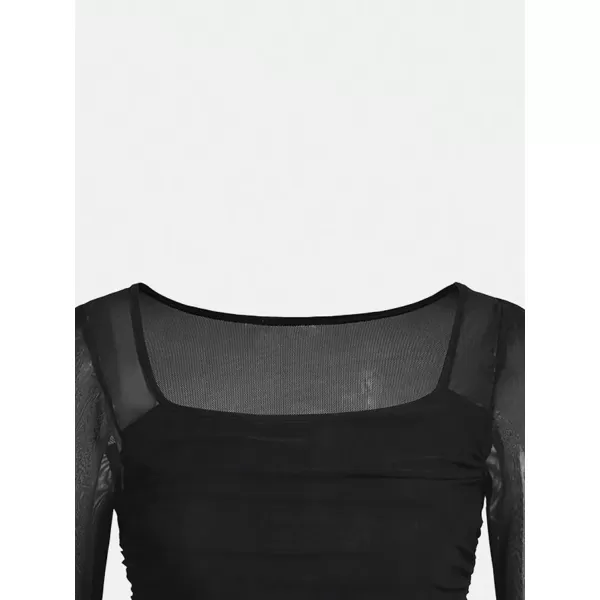 Floerns Girls Bell Long Sleeve Square Neck Asymmetrical Hem Solid Tee Shirt