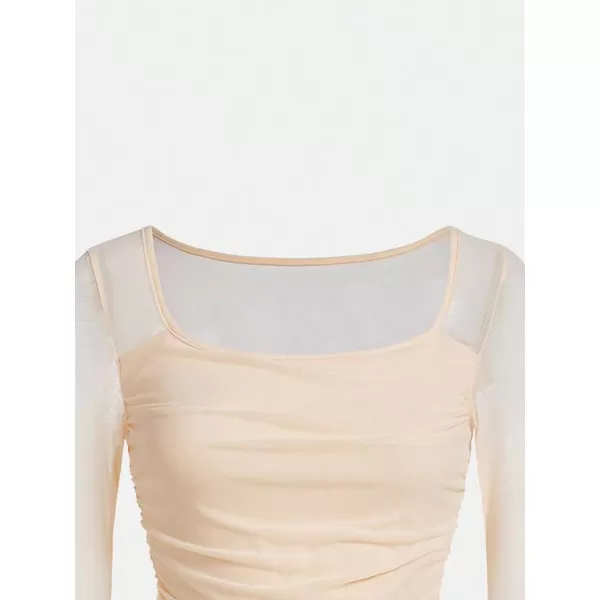 Floerns Girls Bell Long Sleeve Square Neck Asymmetrical Hem Solid Tee Shirt