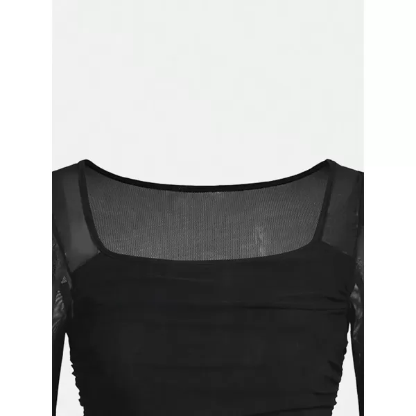 Floerns Girls Bell Long Sleeve Square Neck Asymmetrical Hem Solid Tee Shirt