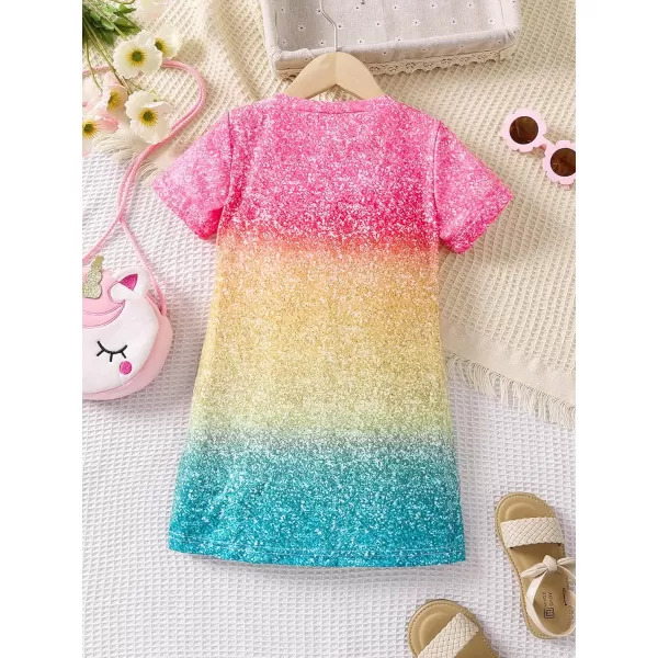 Floerns Girl's Cartoon Print Short Sleeve Birthday Tee Shirt Dress
