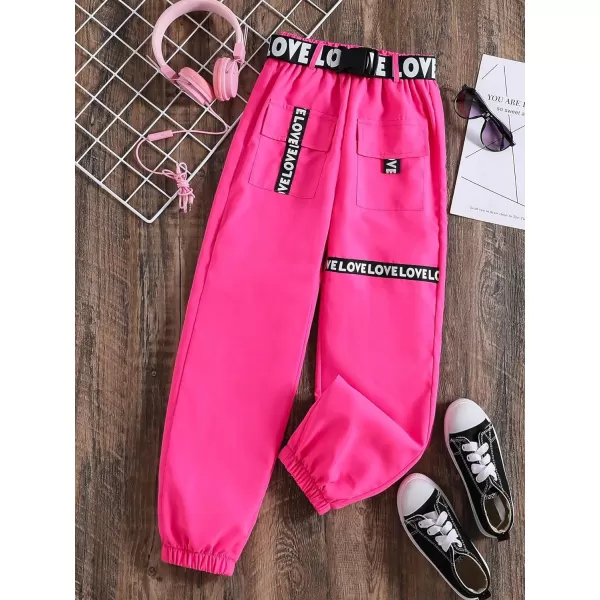 Floerns Girls Casual Buckle Flap Pocket Elastic Waist Chain Cargo Pants