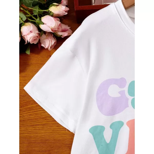 Floerns Girls Graphic Print Short Sleeve T Shirt and Shorts Sets Two Piece Outfit