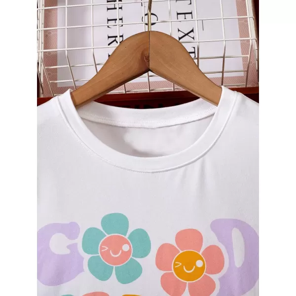 Floerns Girls Graphic Print Short Sleeve T Shirt and Shorts Sets Two Piece Outfit