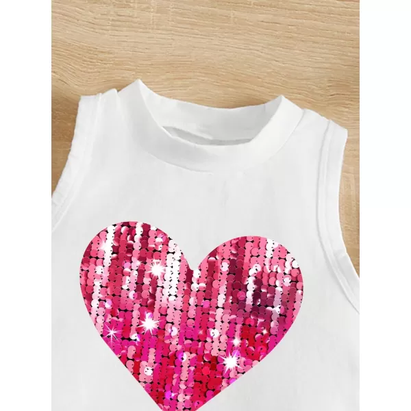 Floerns Girl's Heart Print Sleeveless Camisole Round Neck Tank Top