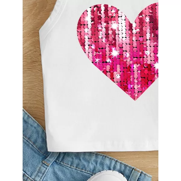 Floerns Girl's Heart Print Sleeveless Camisole Round Neck Tank Top