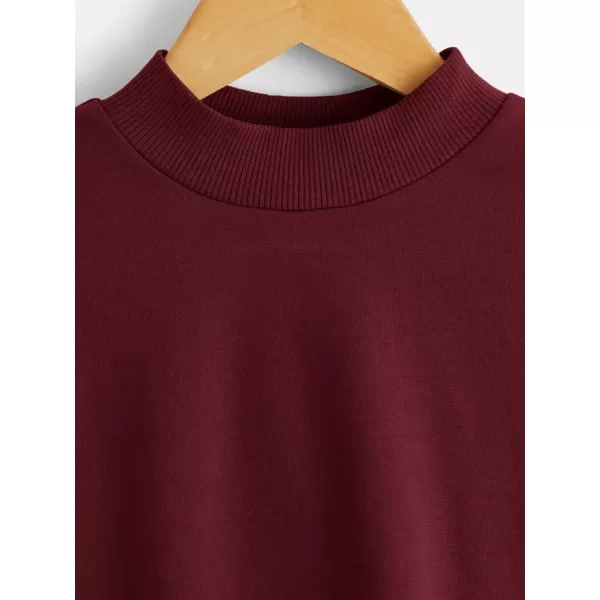 Floerns Girl's Patched Long Sleeve Drop Shoulder Mock Neck Sweatshirt Pullovers
