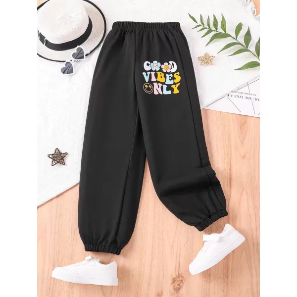 Floerns Girls Reflective Graphic Print Elastic Waist Jogger Sweatpants