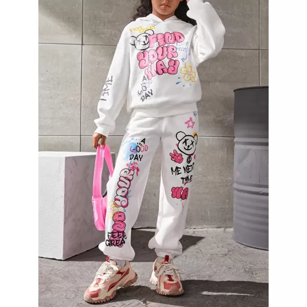 Floerns Girls Reflective Graphic Print Elastic Waist Jogger Sweatpants