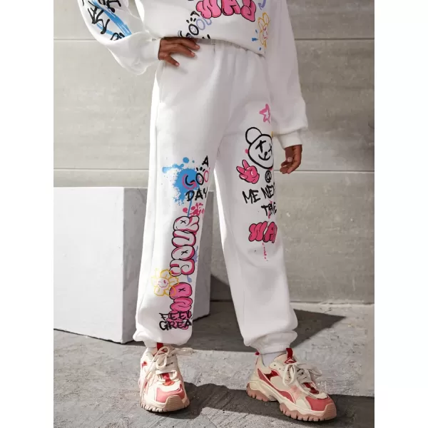 Floerns Girls Reflective Graphic Print Elastic Waist Jogger Sweatpants
