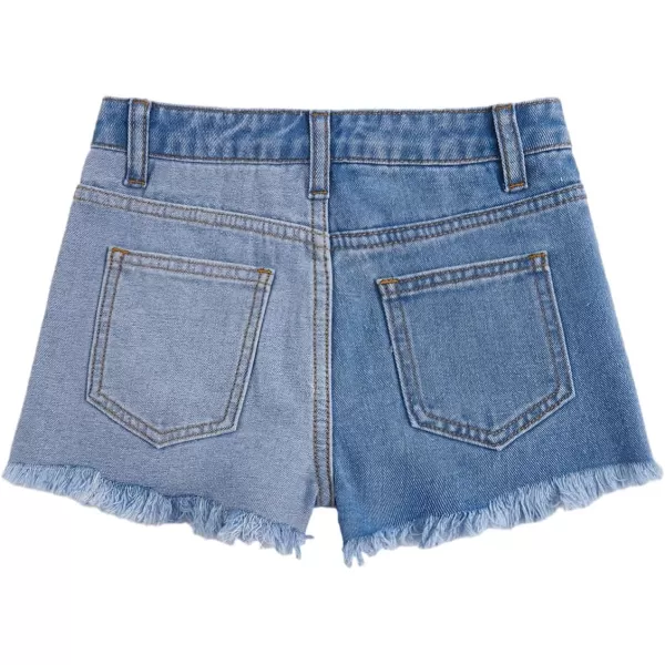 Floerns Girls Ripped Raw Trim Shorts High Waist Straight Leg Denim Shorts