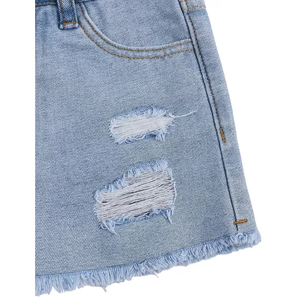 Floerns Girls Ripped Raw Trim Shorts High Waist Straight Leg Denim Shorts