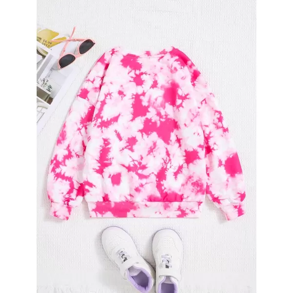 Floerns Girl's Tie Dye Long Sleeve Crewneck Heart Print Sweatshirt Top