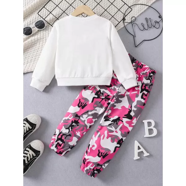 Floerns Girl's Two Piece Outfit Long Sleeve Sweatshirt Top with Pants Set