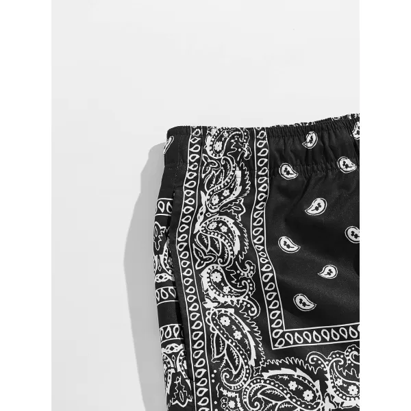 Floerns Men's Boho Tribal Print Drawstring Waist Summer Shorts with Pocket