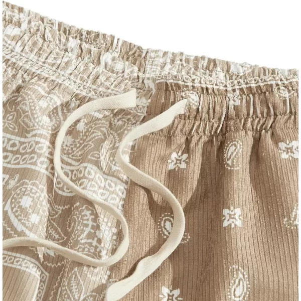 Floerns Men's Boho Tribal Print Drawstring Waist Summer Shorts with Pocket