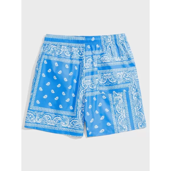 Floerns Men's Boho Tribal Print Drawstring Waist Summer Shorts with Pocket