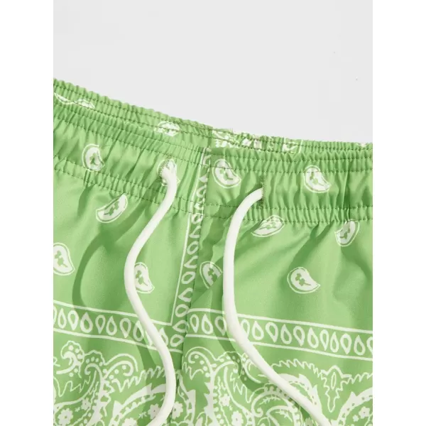 Floerns Men's Boho Tribal Print Drawstring Waist Summer Shorts with Pocket