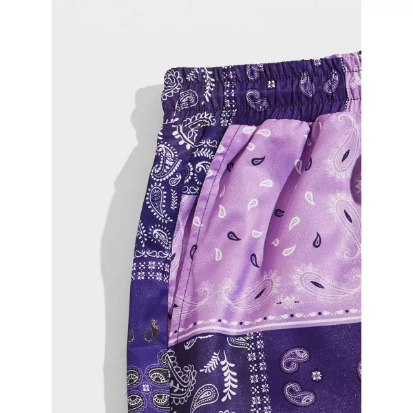 Floerns Men's Boho Tribal Print Drawstring Waist Summer Shorts with Pocket