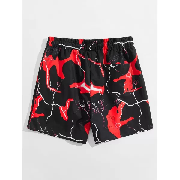 Floerns Men's Boho Tribal Print Drawstring Waist Summer Shorts with Pocket