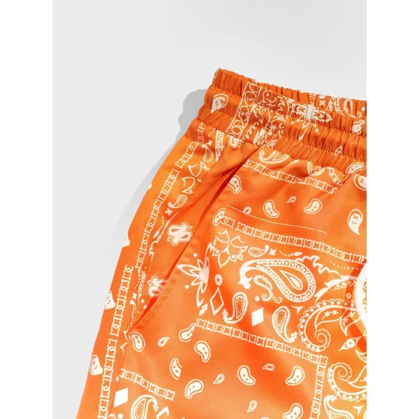 Floerns Men's Boho Tribal Print Drawstring Waist Summer Shorts with Pocket