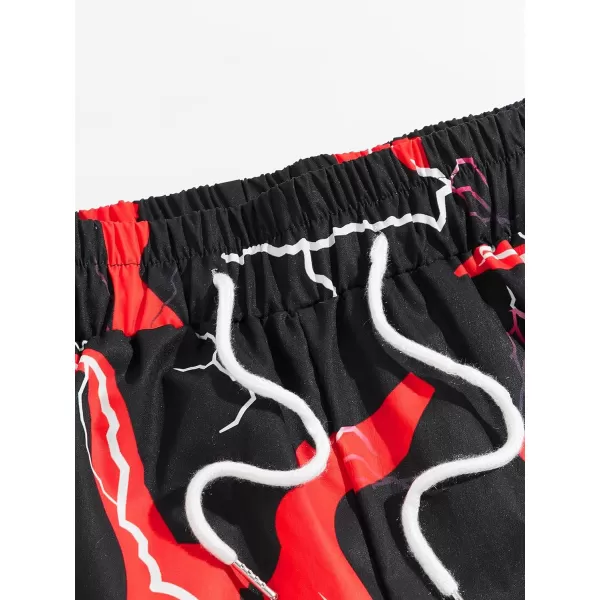 Floerns Men's Boho Tribal Print Drawstring Waist Summer Shorts with Pocket