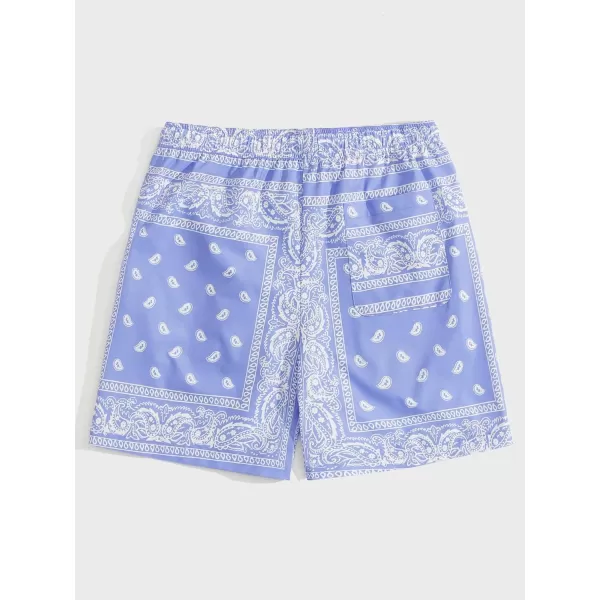 Floerns Men's Boho Tribal Print Drawstring Waist Summer Shorts with Pocket