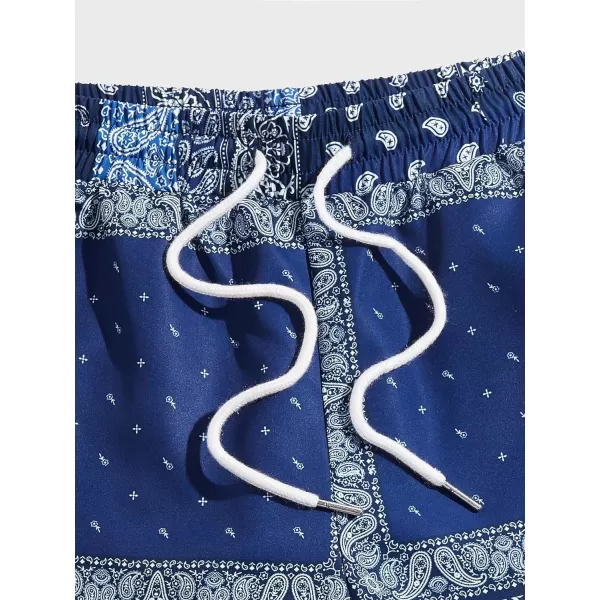 Floerns Men's Boho Tribal Print Drawstring Waist Summer Shorts with Pocket