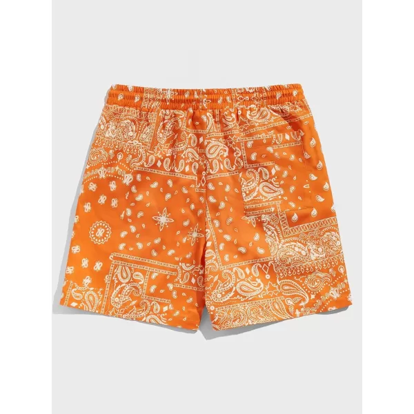 Floerns Men's Boho Tribal Print Drawstring Waist Summer Shorts with Pocket