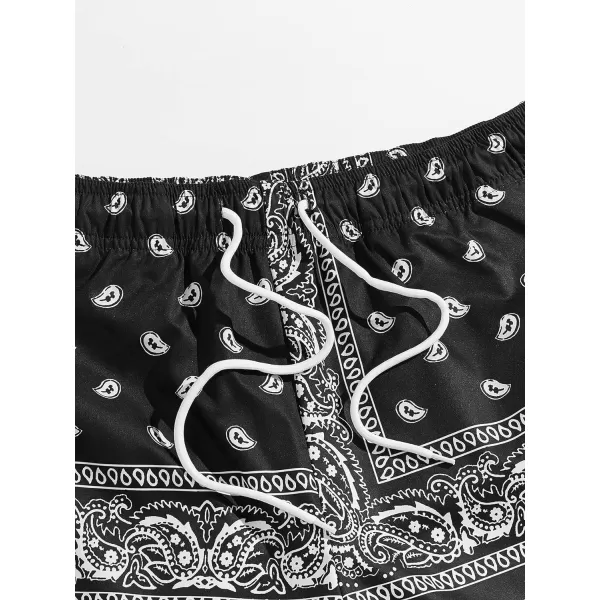 Floerns Men's Boho Tribal Print Drawstring Waist Summer Shorts with Pocket