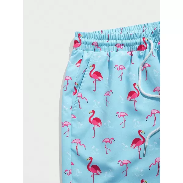 Floerns Men's Boho Tribal Print Drawstring Waist Summer Shorts with Pocket
