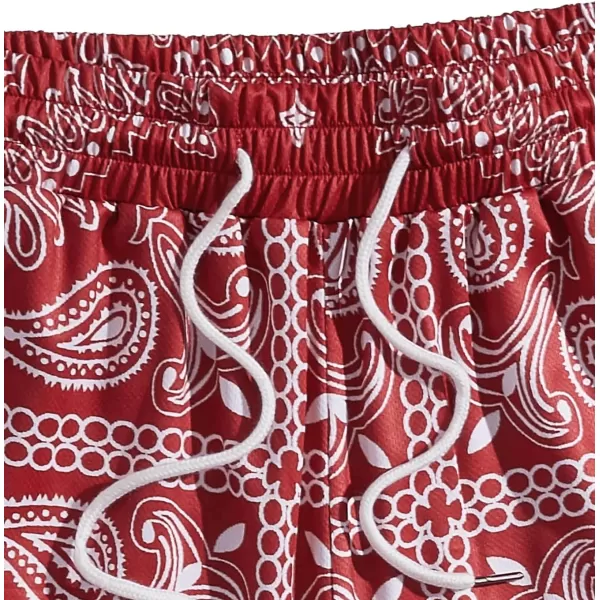 Floerns Men's Boho Tribal Print Drawstring Waist Summer Shorts with Pocket