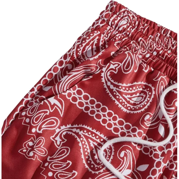 Floerns Men's Boho Tribal Print Drawstring Waist Summer Shorts with Pocket