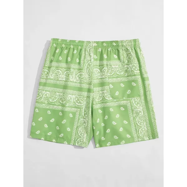 Floerns Men's Boho Tribal Print Drawstring Waist Summer Shorts with Pocket