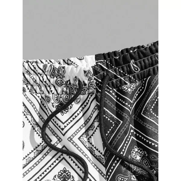 Floerns Men's Boho Tribal Print Drawstring Waist Summer Shorts with Pocket