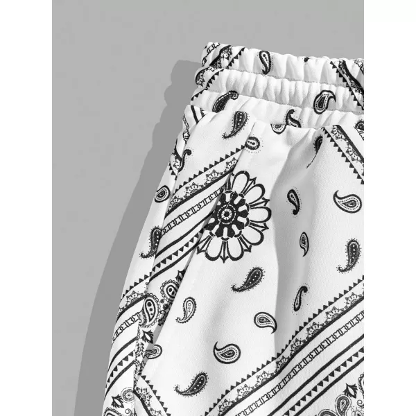 Floerns Men's Boho Tribal Print Drawstring Waist Summer Shorts with Pocket
