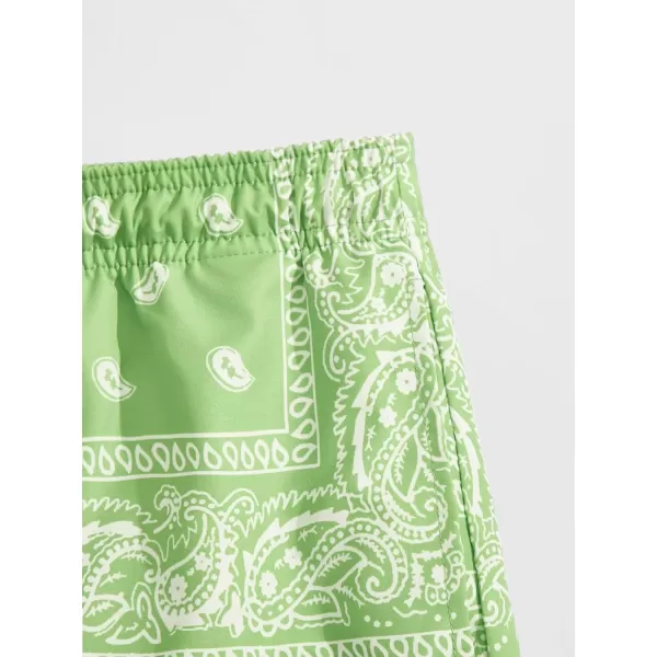 Floerns Men's Boho Tribal Print Drawstring Waist Summer Shorts with Pocket