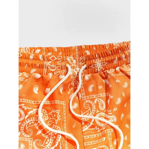 Floerns Men's Boho Tribal Print Drawstring Waist Summer Shorts with Pocket