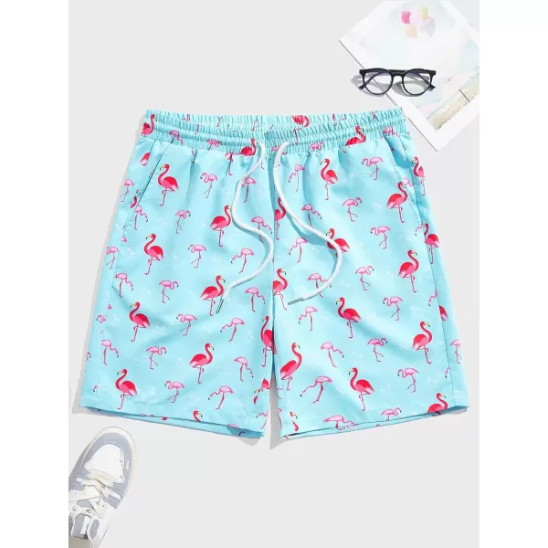 Floerns Men's Boho Tribal Print Drawstring Waist Summer Shorts with Pocket