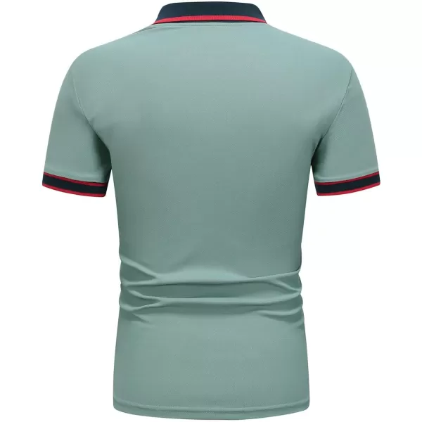 Floerns Men's Causal Short Sleeve Polo Shirts Contrast Collar Half Placket T-Shirts