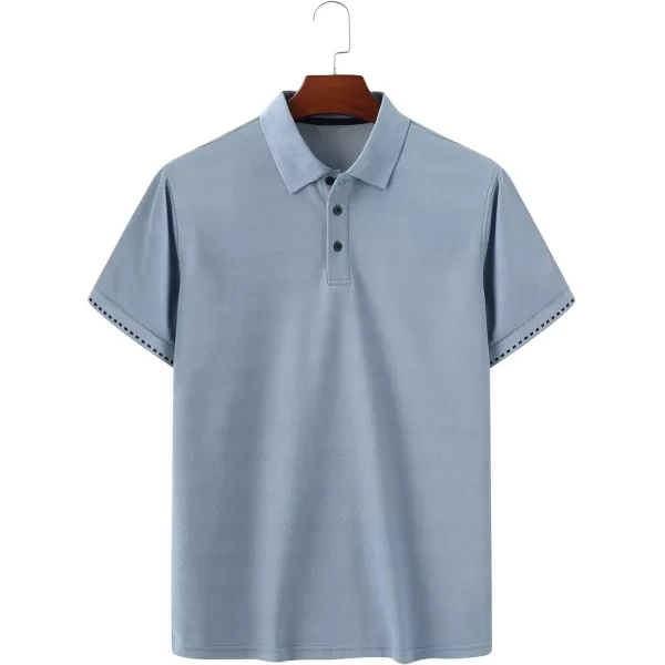 Floerns Men's Causal Short Sleeve Polo Shirts Contrast Collar Half Placket T-Shirts
