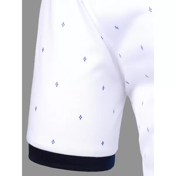 Floerns Men's Causal Short Sleeve Polo Shirts Contrast Collar Half Placket T-Shirts