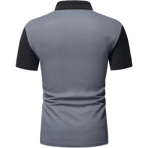 Floerns Men's Causal Short Sleeve Polo Shirts Contrast Collar Half Placket T-Shirts