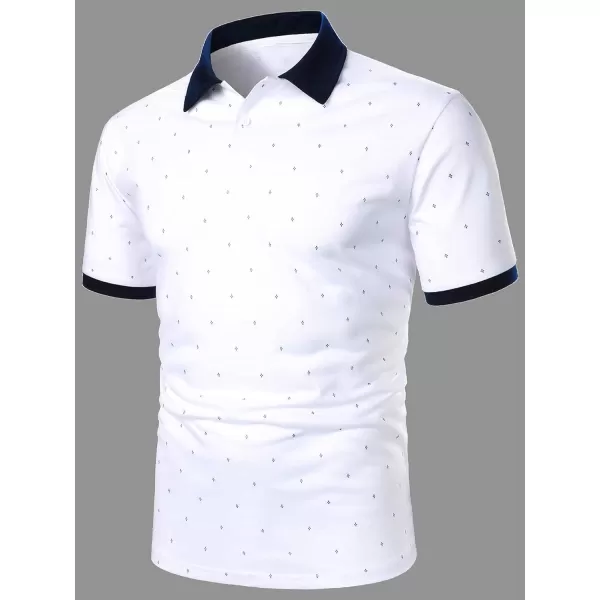 Floerns Men's Causal Short Sleeve Polo Shirts Contrast Collar Half Placket T-Shirts