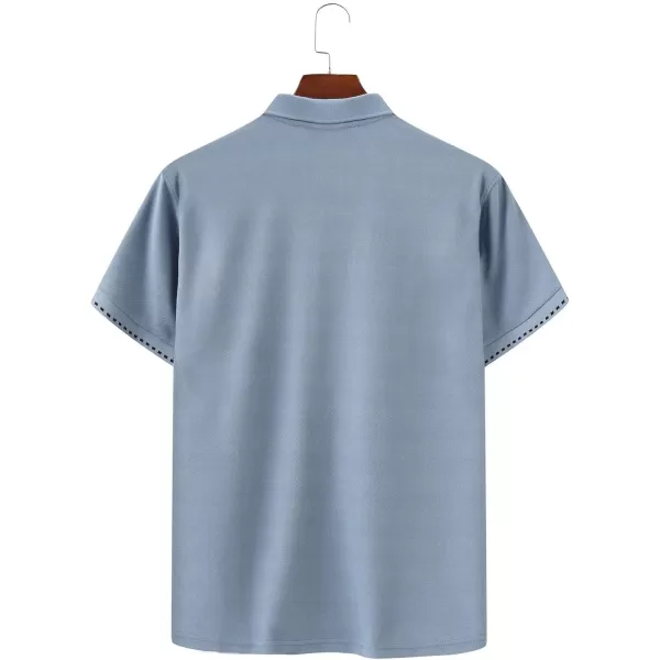 Floerns Men's Causal Short Sleeve Polo Shirts Contrast Collar Half Placket T-Shirts